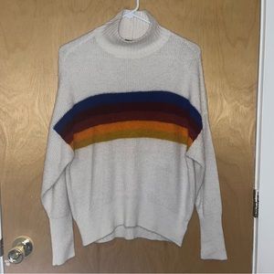 Express White Colorblock Oversized Turtleneck Sweater- Size Small